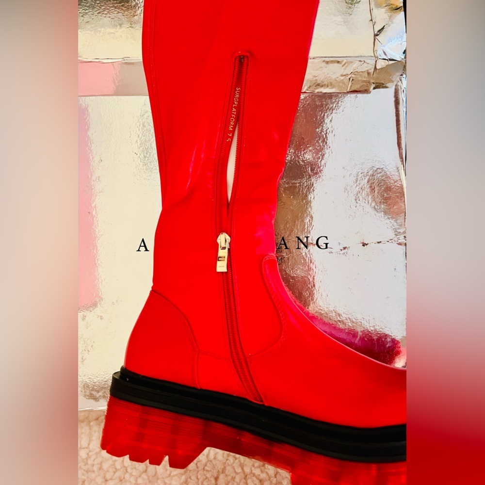 NIB Dolls Kill Azalea Wang Euro Thigh High Boots Surgplatform in Red - Picture 11 of 16